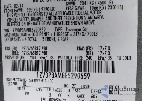 2014 Ford Mustang V6 from USA, damaged, VIN 1ZVBP8AM8E5290659